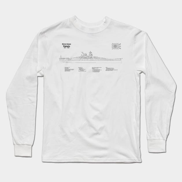 Yamato Battleship of the Imperial Japanese Navy - BDpng Long Sleeve T-Shirt by SPJE Illustration Photography